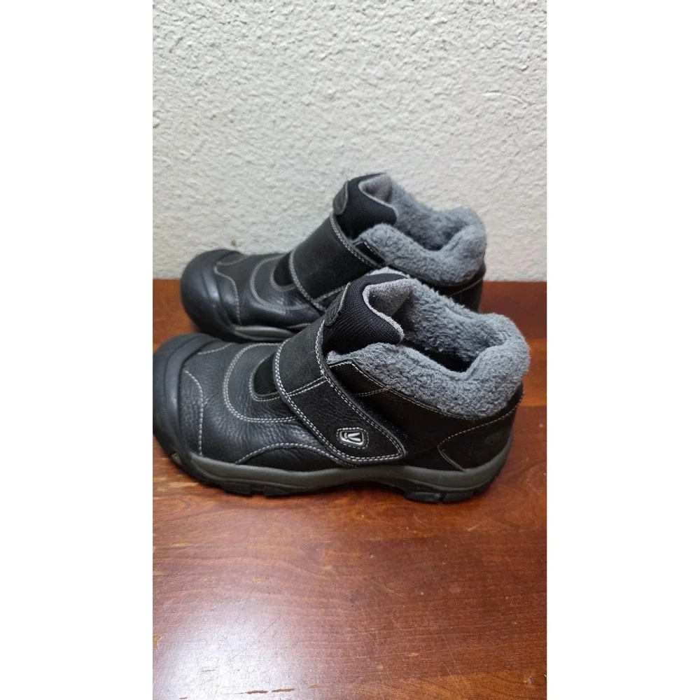 Keen Presidio Leather Boots Women 6 Black Faux Fur Lined Hook Loop 1014717